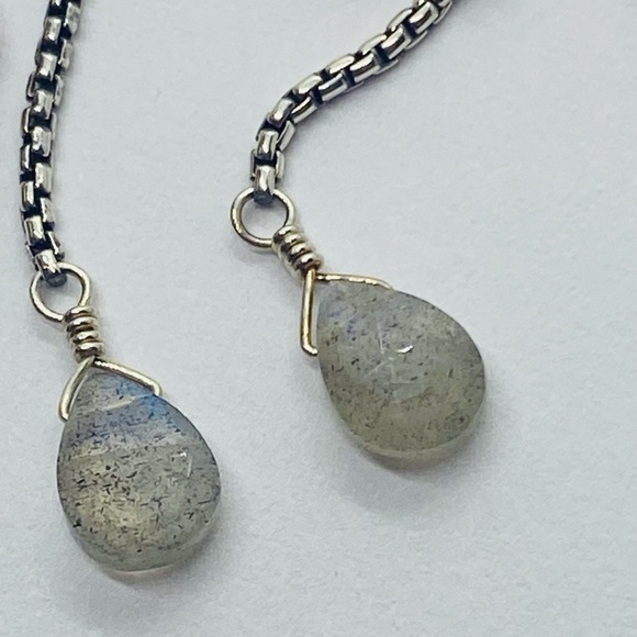 David Yurman Multi-Stone Pearl Sterling Silver Drop Earrings 18K 750 - Picture 11 of 12